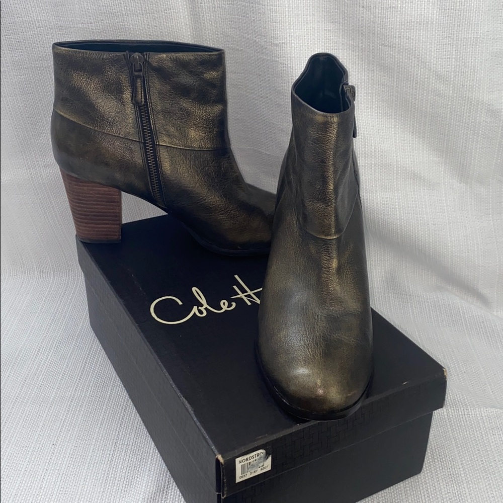 Cole Haan womens antiqued gold booties